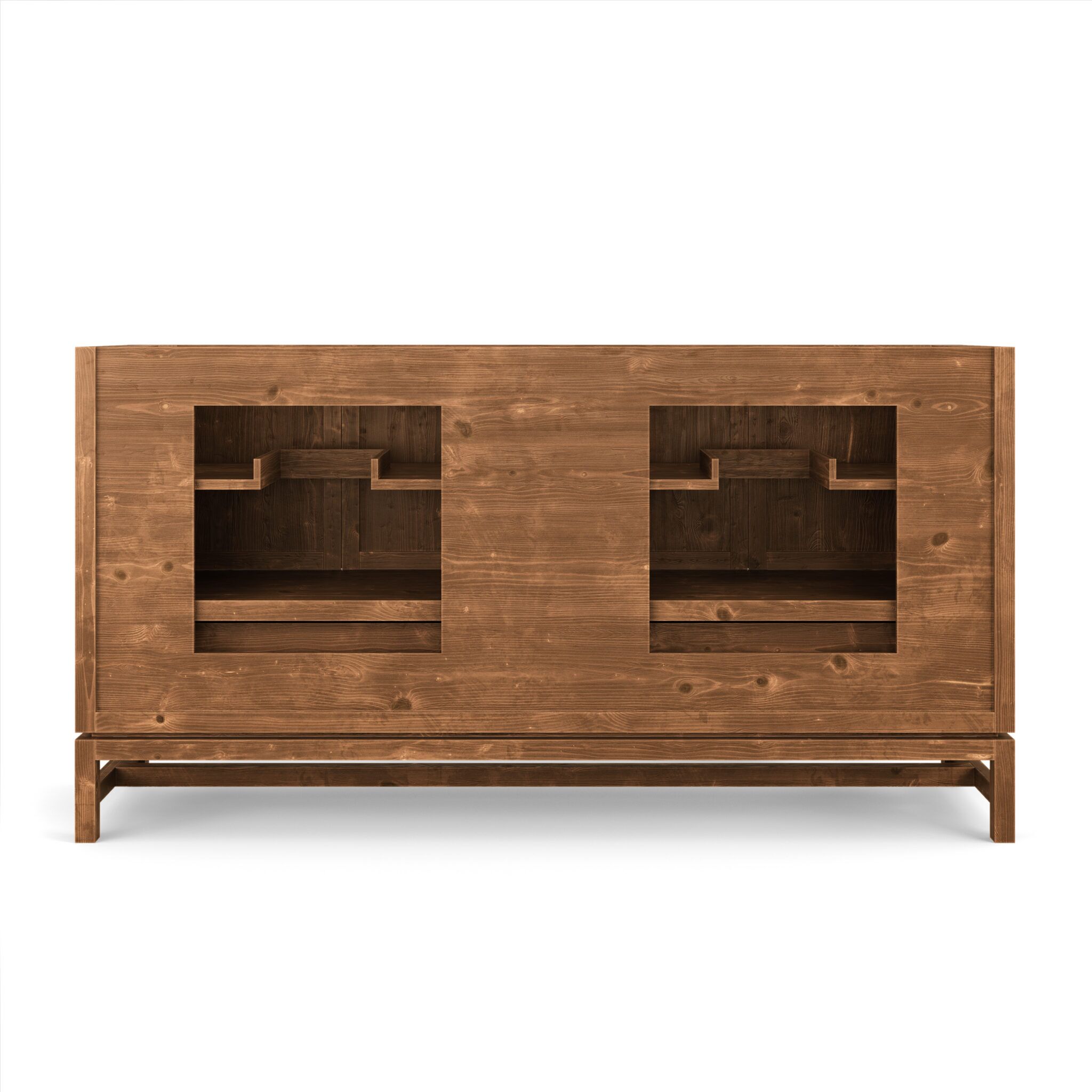 Back view of Diego solid wood bathroom vanity in British Tan finish