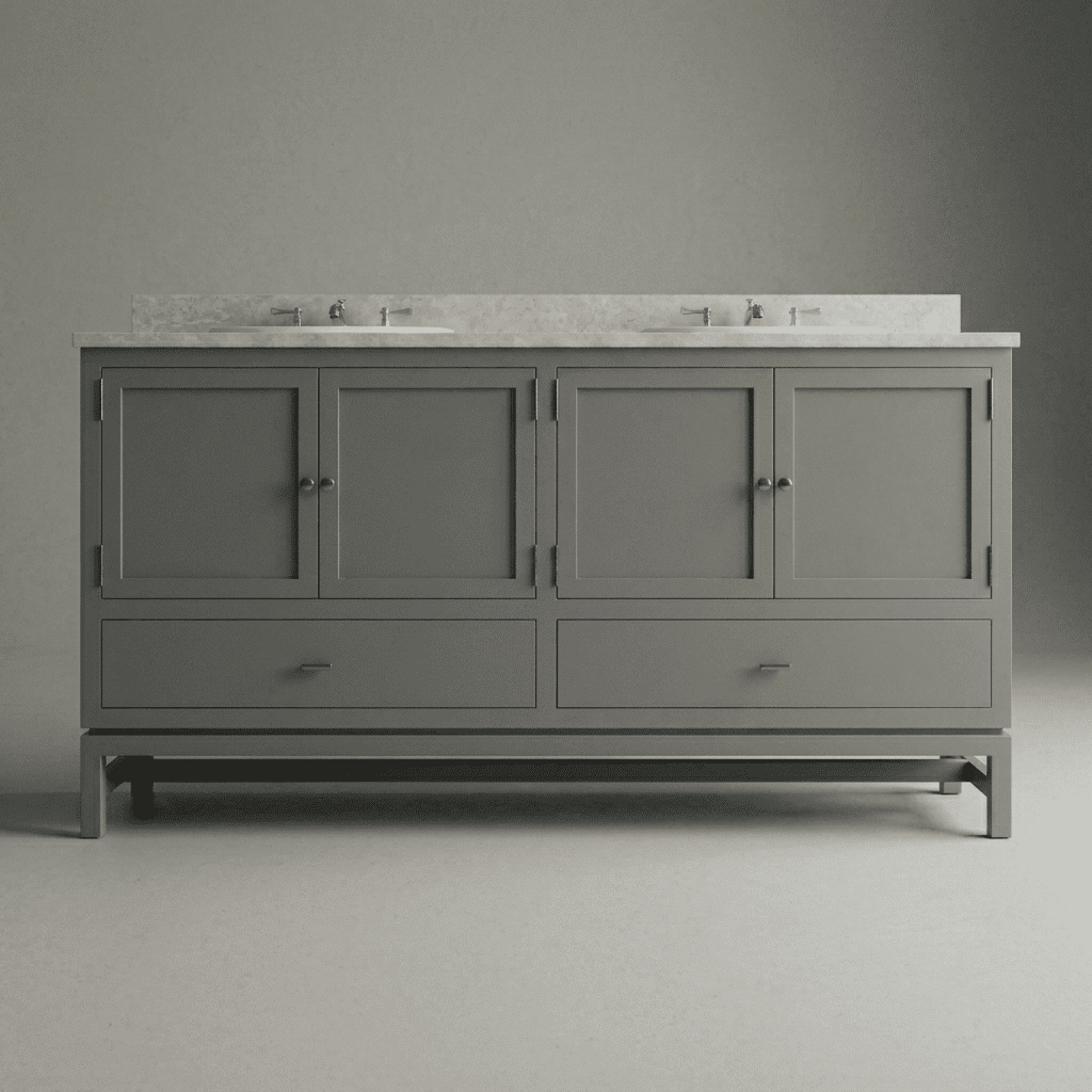 Diego 60 inch solid wood double bathroom vanity in gray painted finish